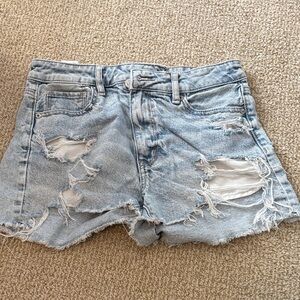 Distressed Light Blue Denim Shorts